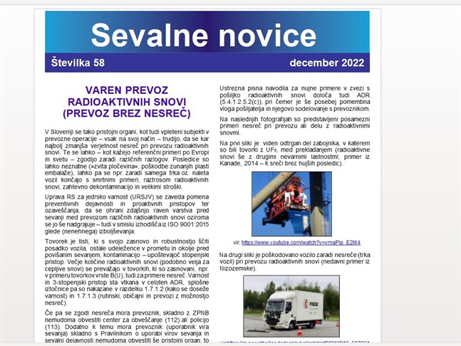 Izšla je 58. številka Sevalnih novic